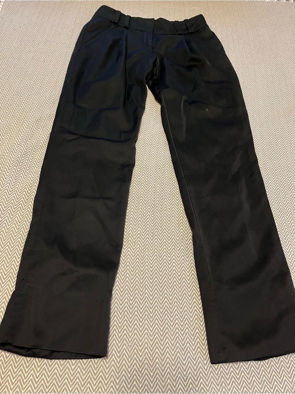 Tory Burch Black Straight-Leg Dress Pants. Wide Waistband. Rayon & Wool. Size 2.